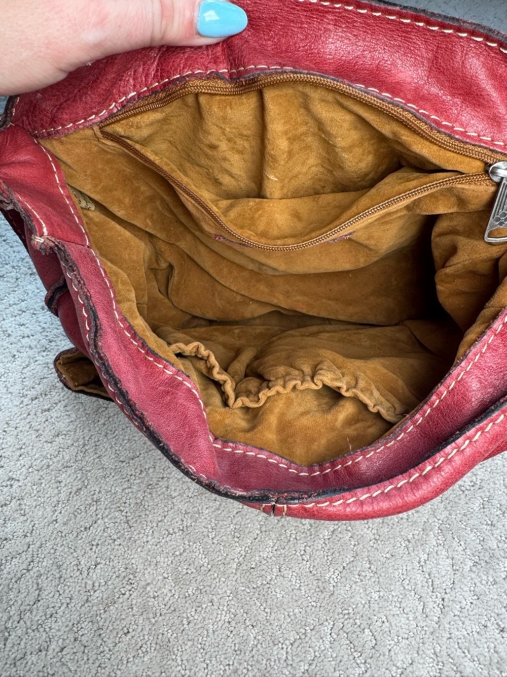 Patricia Nash Red Leather Studded Crossbody Bag - Picture 4 of 10